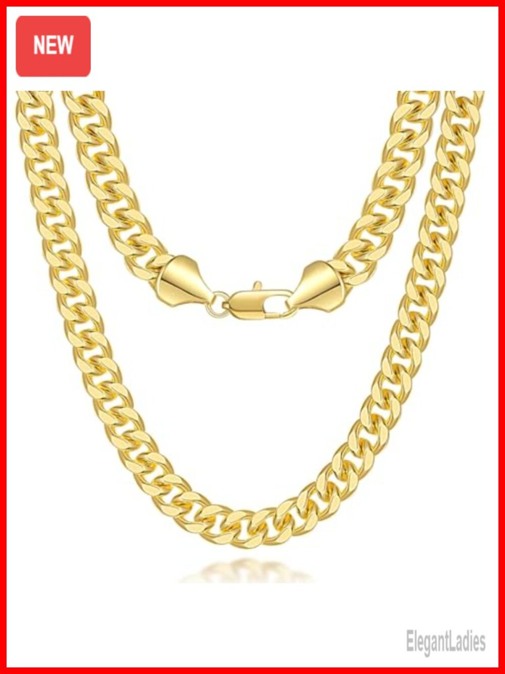 14K Gold Plated Cuban Link Chain Necklace 5mm Diamond Cut 22 In